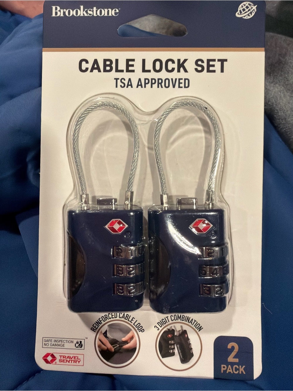 Brookstone Navy Blue TSA Cable Lock Set - 2 Pack